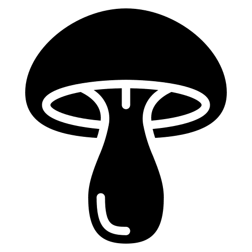 Simple black silhouette of a mushroom icon.